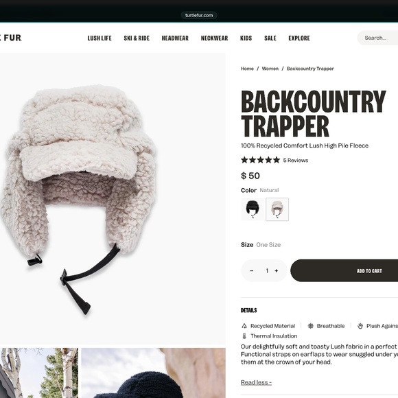 Turtle fur trapper hat - Picture 4 of 4